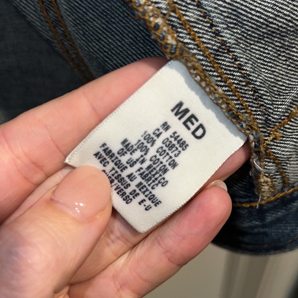 American Eagle Outfitters AEO Denim Vintage Jean Jacket Dark Wash Distressed - Picture 5 of 5